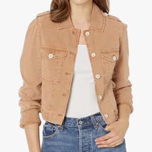 PAIGE Women's Cropped Button Up Pacey Jacket Size S Tan Utility Classic